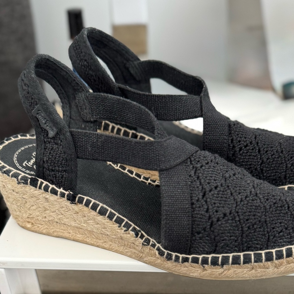 Black Low Wedge Espadrille Sandals